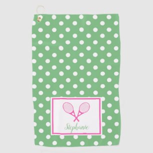 Roze en groene preppy Tennis Golfhanddoek