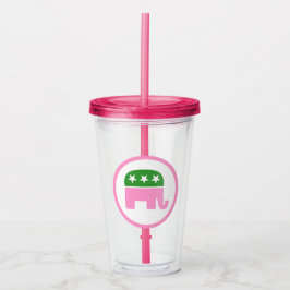 Roze en groene republikeinse olifant acryl drinkbeker