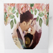 Roze en groene Roos Boho Floral Wedding Drieluik Uitnodiging (Binnenzijde eerst)