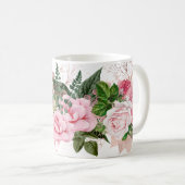 Roze en groene Rose Bouquet Koffiemok (Voorkant rechts)