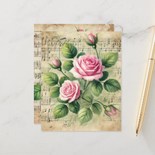 Roze en Groene Rozen Bladmuziek Scrapbook