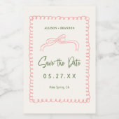 Roze en groene Save The Date Trouw Monogram Wijn Etiket (Enkel label)