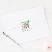 Roze en groene shamrocks ronde sticker (Envelop)