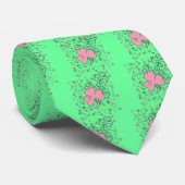 Roze en groene shamrocks stropdas (Opgerold)
