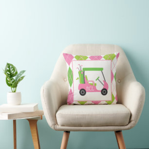 Roze en groene Sierkussen van de Golf van Monogram