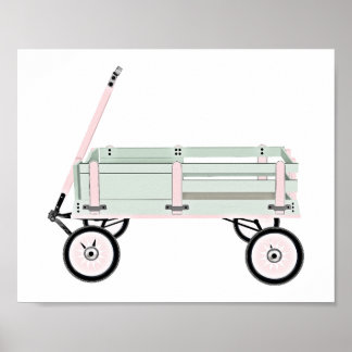 Roze en groene Speelgoed Wagon Kinder Decor Print 