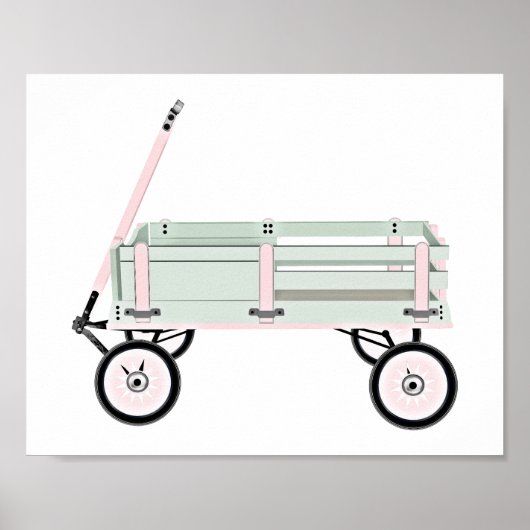 Roze en groene Speelgoed Wagon Kinder Decor Print  (Voorkant)