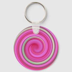 Roze en groene spiraal sleutelhanger