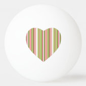 Roze en groene Spring Stripe Monogrammed Heart Pingpongballen (Achterkant)