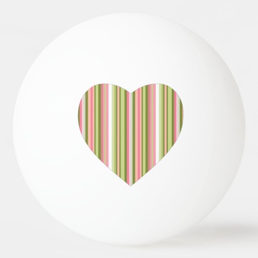 Roze en groene Spring Stripe Monogrammed Heart Pingpongballen (Achterkant)