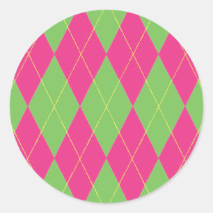 Roze en groene stijl ronde sticker