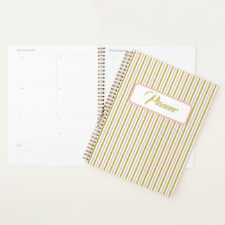 Roze en groene streepplanner planner