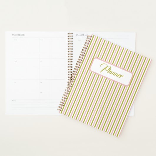 Roze en groene streepplanner planner (Display)