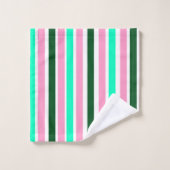 Roze en groene strepen bad handdoek (Wasdoekje)