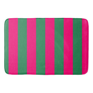 Roze en groene strepen badmat