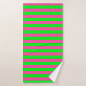 Roze en groene strepen ontwerp badhanddoek (Badhanddoek)