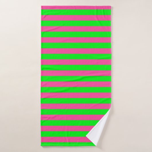 Roze en groene strepen ontwerp badhanddoek (Badhanddoek)