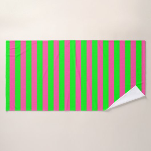 Roze en groene strepen ontwerp badhanddoek (Badhanddoek)