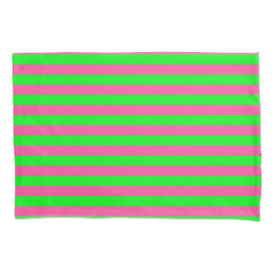 Roze en groene strepen ontwerp kussensloop