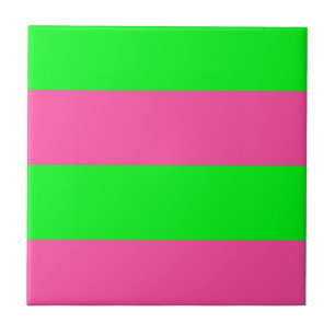 Roze en groene strepen ontwerp tegeltje