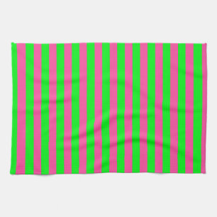 Roze en groene strepen ontwerp theedoek