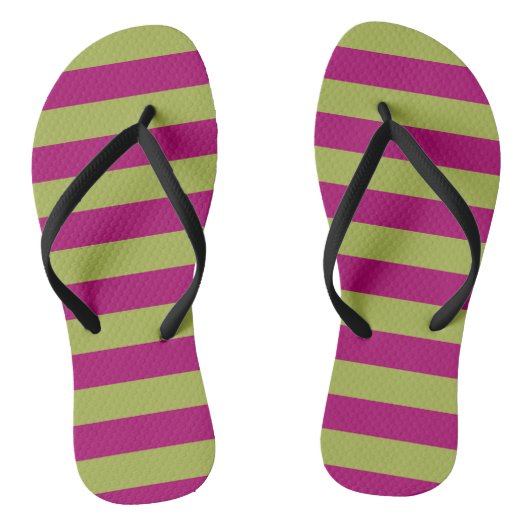 Roze en groene strepen teenslippers (Voetbed)