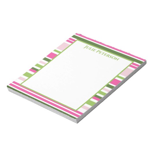 Roze en Groene Stripe Blocnote (Gedraaid)