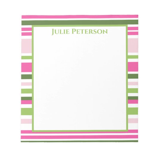 Roze en Groene Stripe Blocnote (Voorkant)