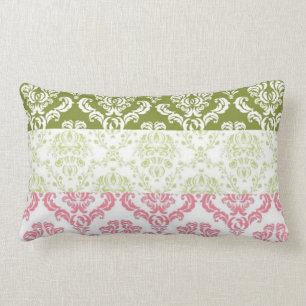 Roze en groene Stripe Damask Kussen