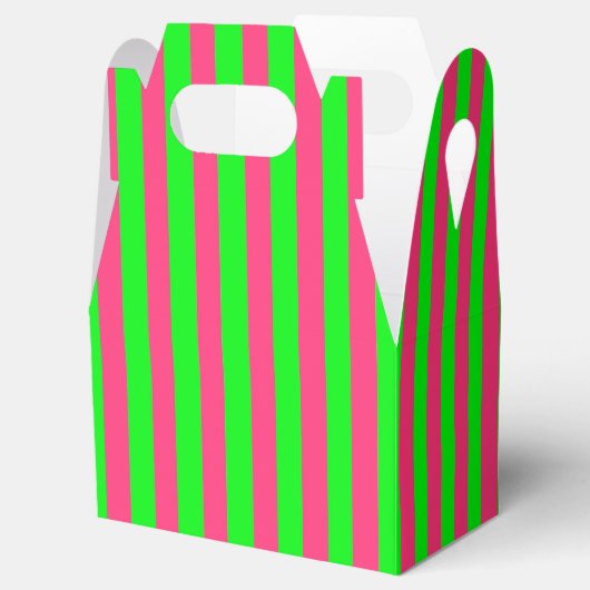 Roze en groene strips bedankdoosjes (Geopend)