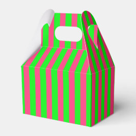 Roze en groene strips bedankdoosjes