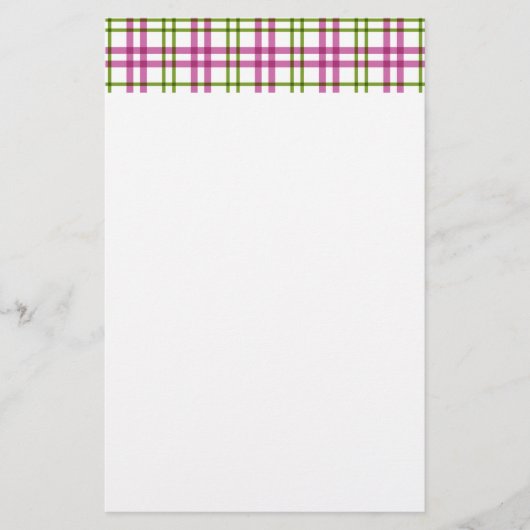 Roze en groene Tartan Briefpapier (Voorkant)