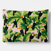 Roze en groene Toscaanse Vogels Toilettas Etui (Voorkant)