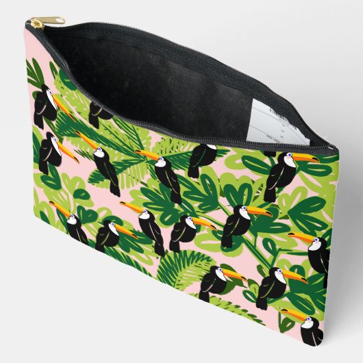 Roze en groene Toscaanse Vogels Toilettas Etui (Open)