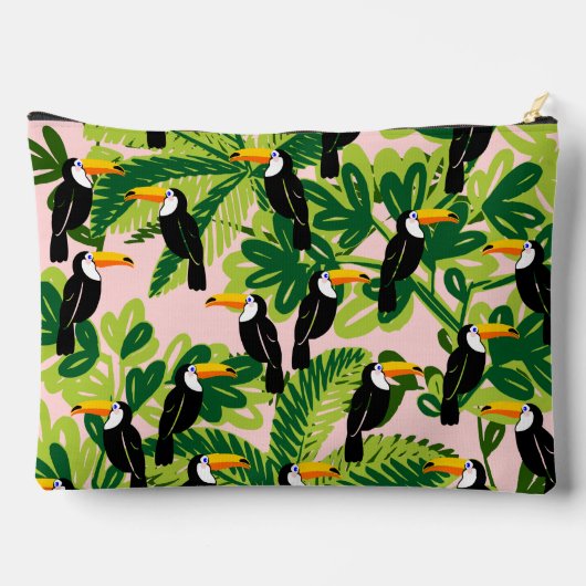 Roze en groene Toscaanse Vogels Toilettas Etui (Achterkant)