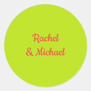 Roze en groene Trendy Wedding Ronde Sticker