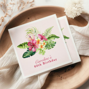Roze en groene tropische Floral Cocktail Napkins Servet