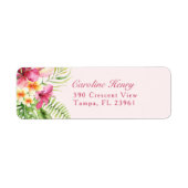 Roze en Groene Tropische het Etiket van het Adres  (Voorkant)