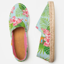 Roze en groene tropische palmschoenen