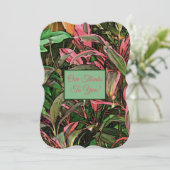 Roze en groene Tropische Planten/platte dank uw ka Kaart (Staand voorkant)