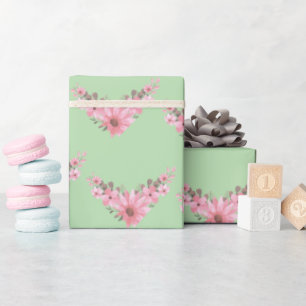 Roze en groene tweeling in bloei cadeaupapier