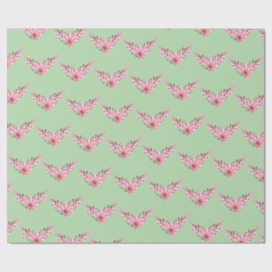 Roze en groene tweeling in bloei cadeaupapier (Vlak)