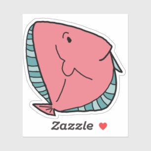 Roze en groene vis sticker