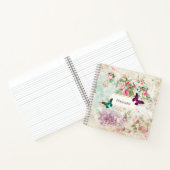 Roze en groene vlinders op de  Rozen van Shabby Notitieboek (Binnen)