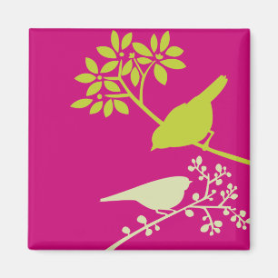 Roze en groene vogels magneet