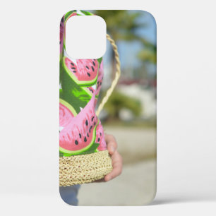 Roze en groene watermelonbedrukte zak iPhone 12 hoesje