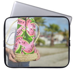 Roze en groene watermelonbedrukte zak laptop sleeve
