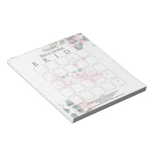 Roze en groene waterverf Eucalyptus Bruidsbingo Notitieblok