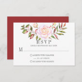 Roze en groene Waterverf Floral Rozen RSVP (Voorkant / Achterkant)