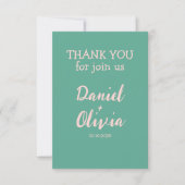 Roze en groene Wavy bruiloft Bedankkaart (Voorkant)